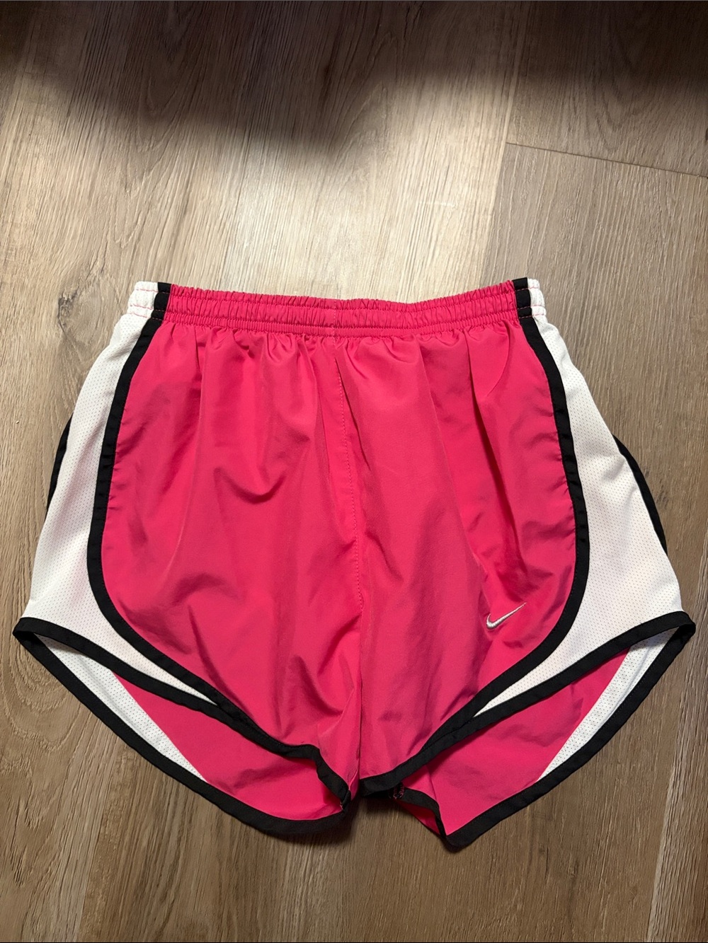 Nike Women’s Hot Pink Athletic Shorts with White Panels and Black Trim
